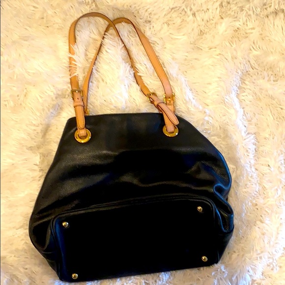 Michael Kors Black Purse with tan and gold accents - Picture 2 of 8